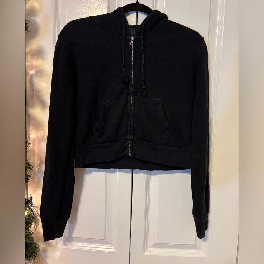 Brandy Melville Black Cropped Hoodie